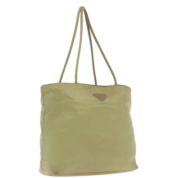 PRADA Tote Bag Nylon Beige Auth 95965 - Picture 1 of 16